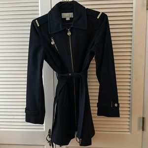 Dark blue Michael Kors coat with gold buttons, size 10.